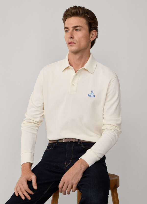 Regular Fit Long Sleeve Logo Pima Polo