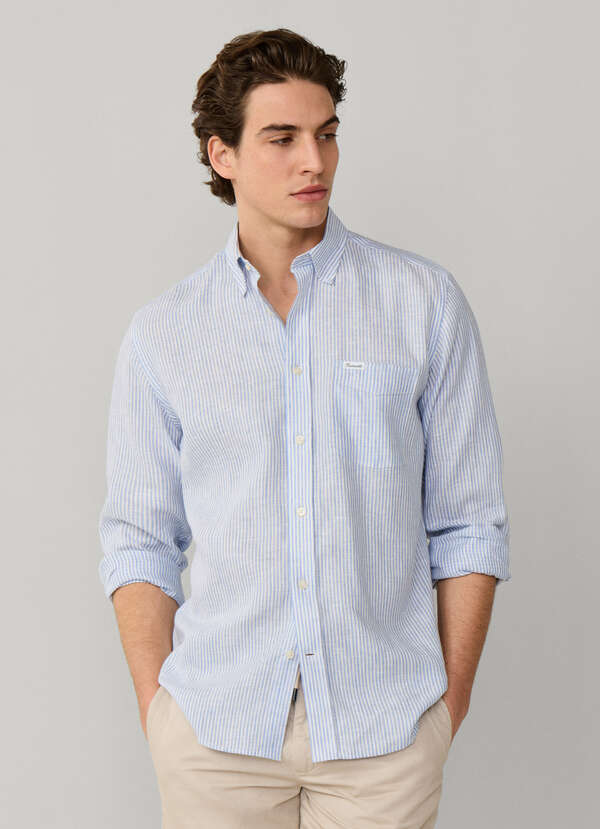 Regular Fit Bengal Stripe Linen Shirt Regular Fit Bengal Stripe Linen Shirt