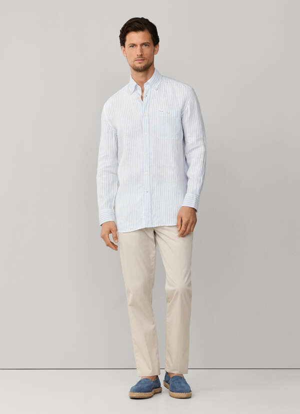 Regular Fit 1950 Back Striped Linen Shirt | Façonnable