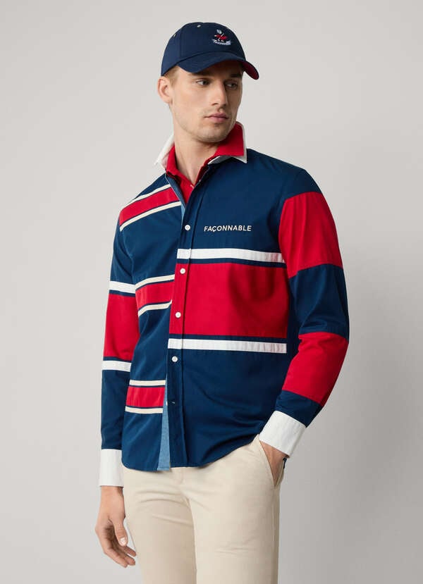 Regular Fit Multi Width Stripe Rugby Shirt Regular Fit Multi Width Stripe Rugby Shirt