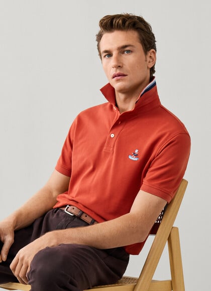 Regular Fit Short Sleeve Logo Pima Polo