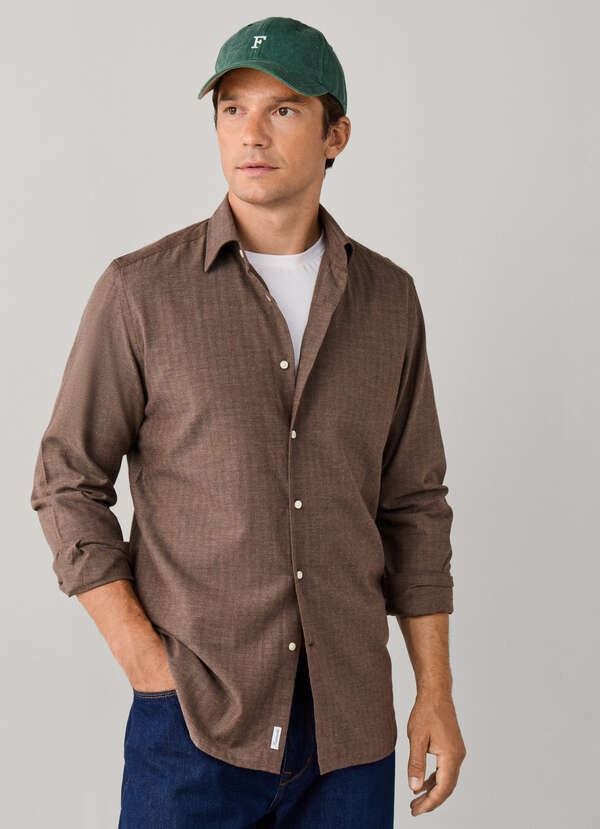 Regular Fit Herringbone Flannel Shirt