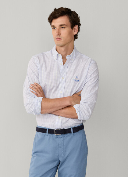 Regular Fit Mini Windowpane Poplin Shirt