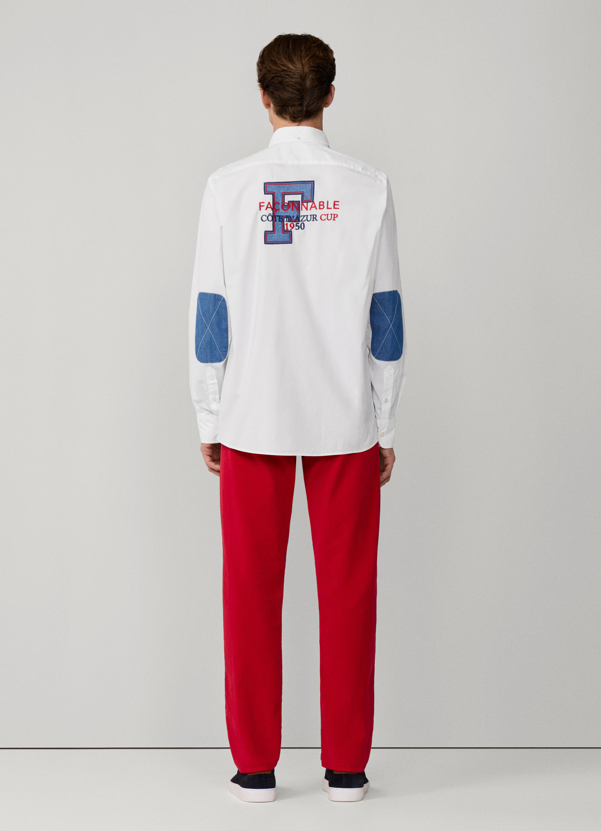 Regular Fit Chambray Patches Poplin Shirt|Façonnable