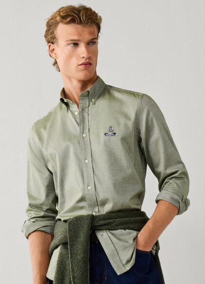 Regular Fit Logo Flannel Twill Shirt