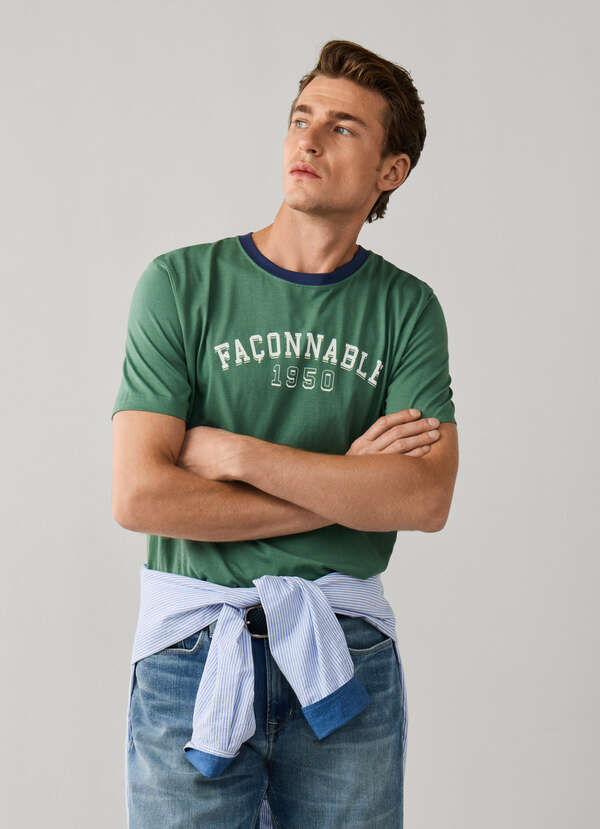 Regular Fit Print Branding College T-Shirt