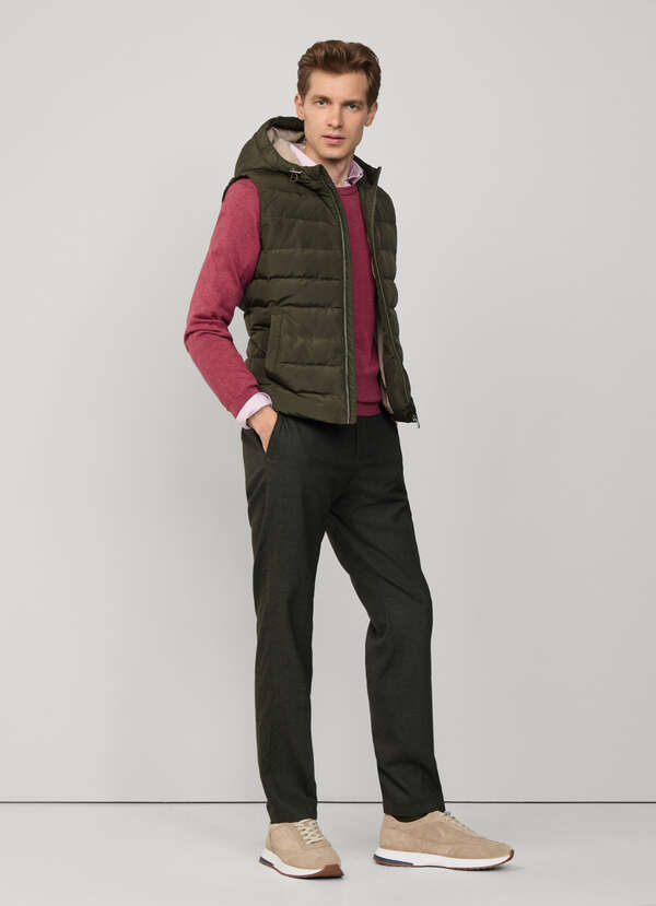 Regular Fit Stretch Wool Blend Chino