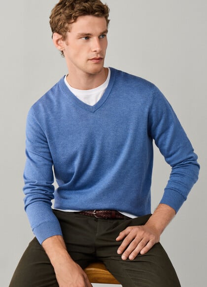 Cotton Silk V Neck Sweater