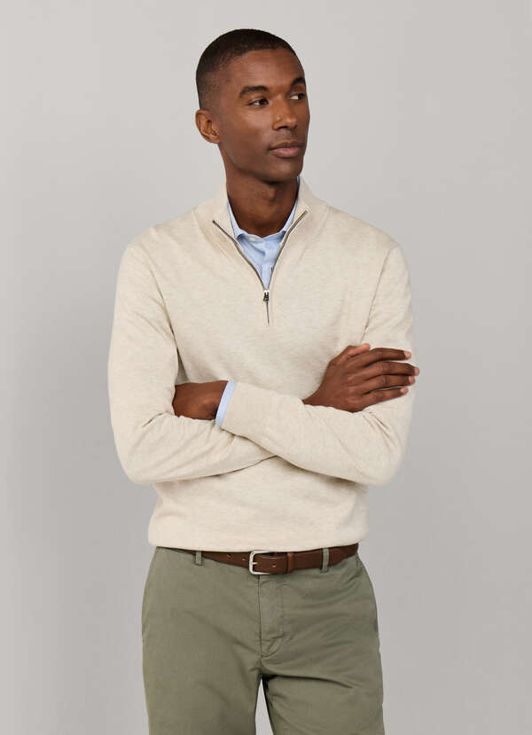 Cotton Silk Quarter Zip Jumper