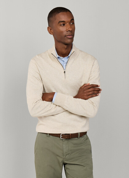 Cotton Silk Quarter Zip Jumper