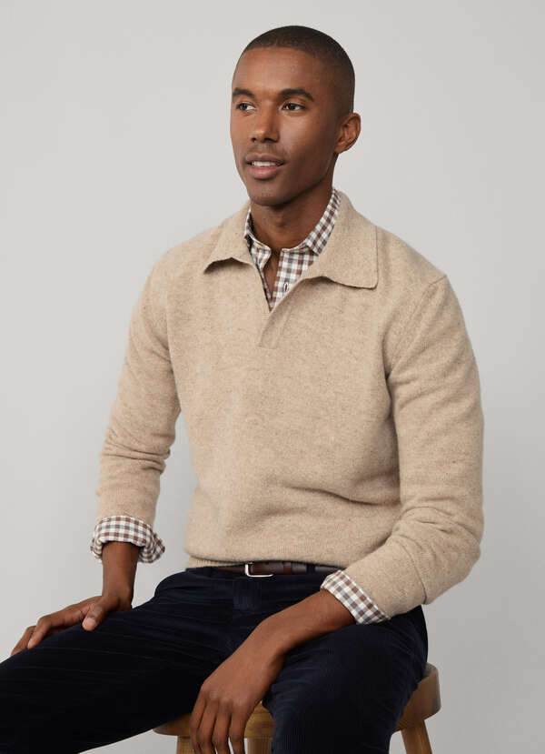 Regular Fit Wool Knitted Long Sleeve Polo