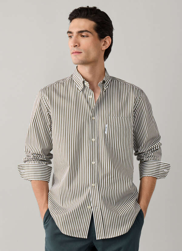 Regular Fit Bengal Stripe Poplin Shirt