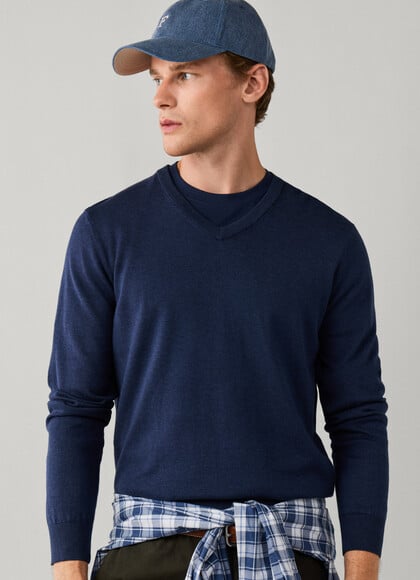Cotton Silk V Neck Sweater