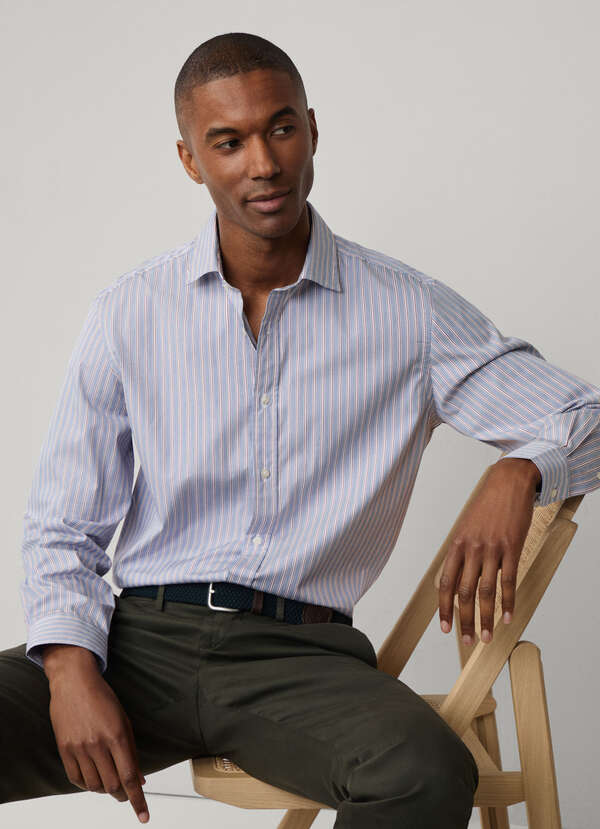 Regular Fit Pencil Striped Poplin Shirt