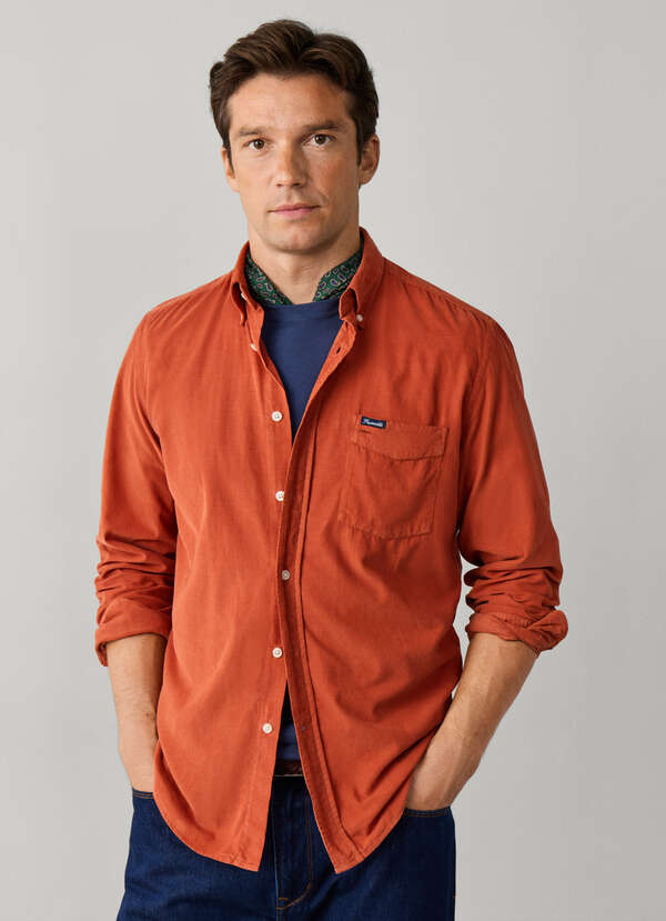 Regular Fit Garment Dyed Babycord Shirt Regular Fit Garment Dyed Babycord Shirt