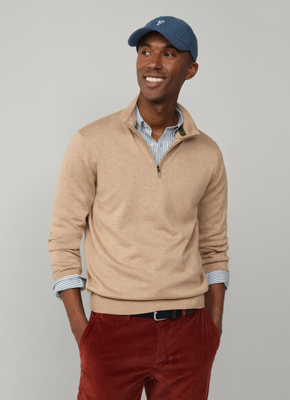 Cotton Silk Quarter Zip Jumper