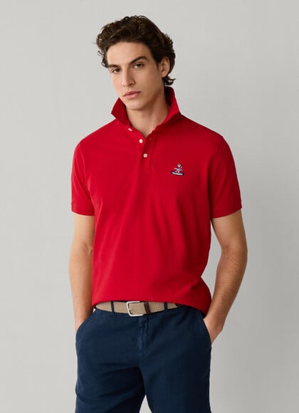 Regular Fit Short Sleeve Logo Pima Polo